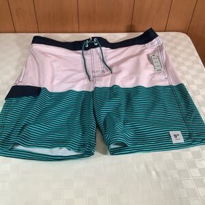 George Pink and Green Swim Trunks with Modern Design